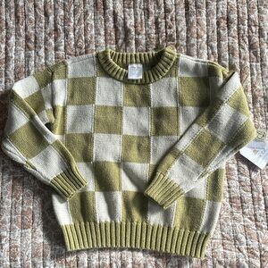 Kids Checkered Green and White Sweater